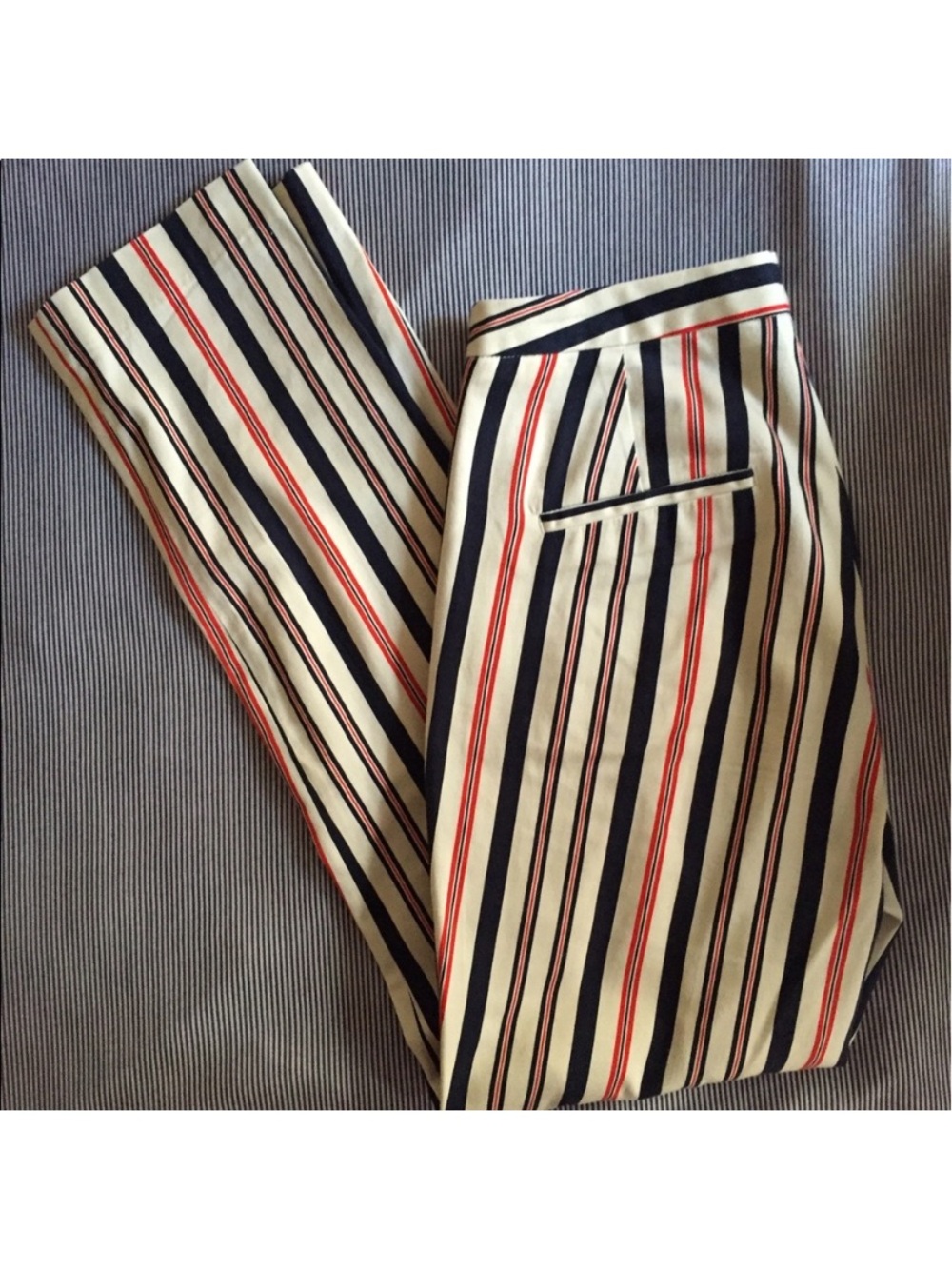 Zara Woman’s Striped Dress Pants - Navy, Red, Cream